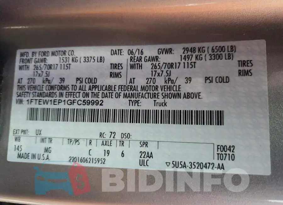 1FTEW1EP1GFC59992 Photo# 10