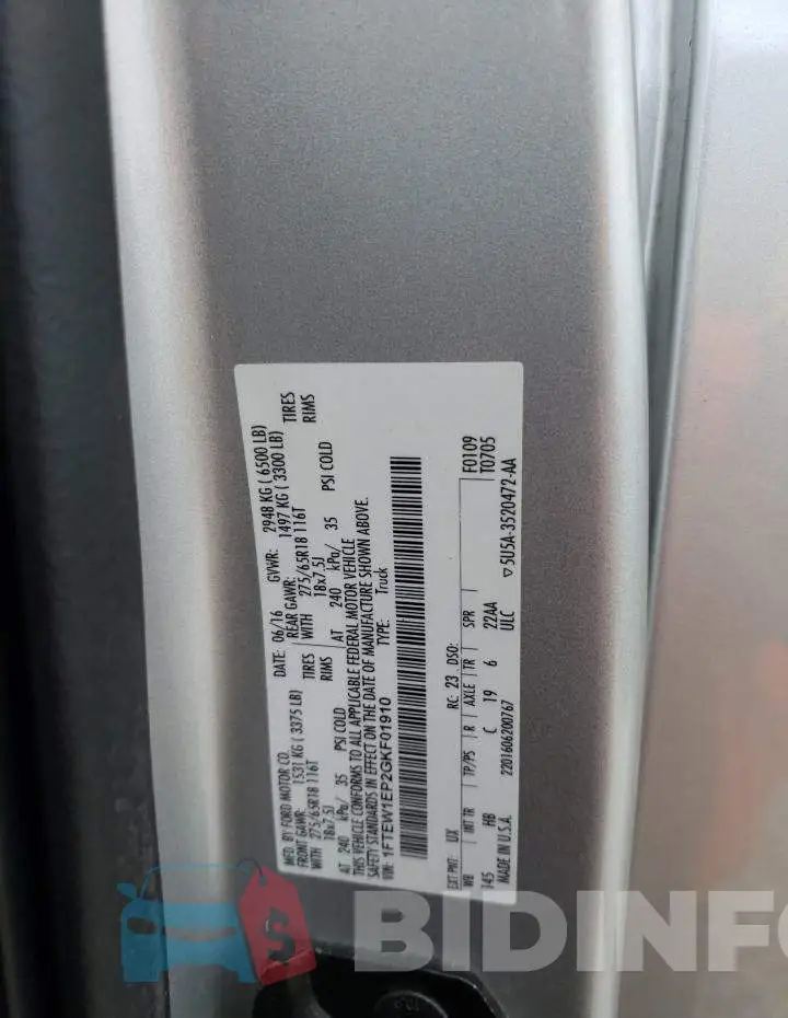 1FTEW1EP2GKF01910 Photo# 12