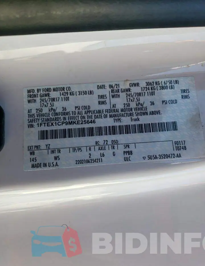 1FTEX1CP9MKE25646 Photo# 10