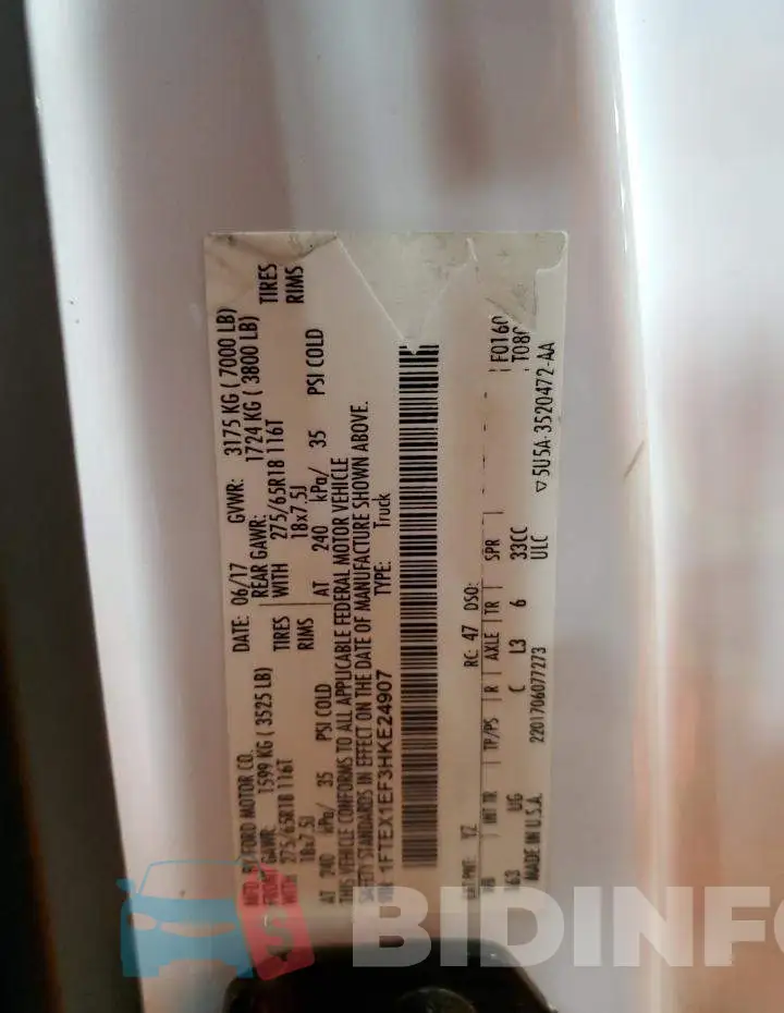 1FTEX1EF3HKE24907 Photo# 12
