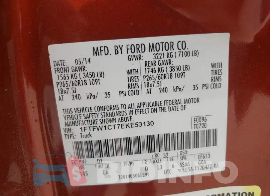 1FTFW1CT7EKE53130 Photo# 10