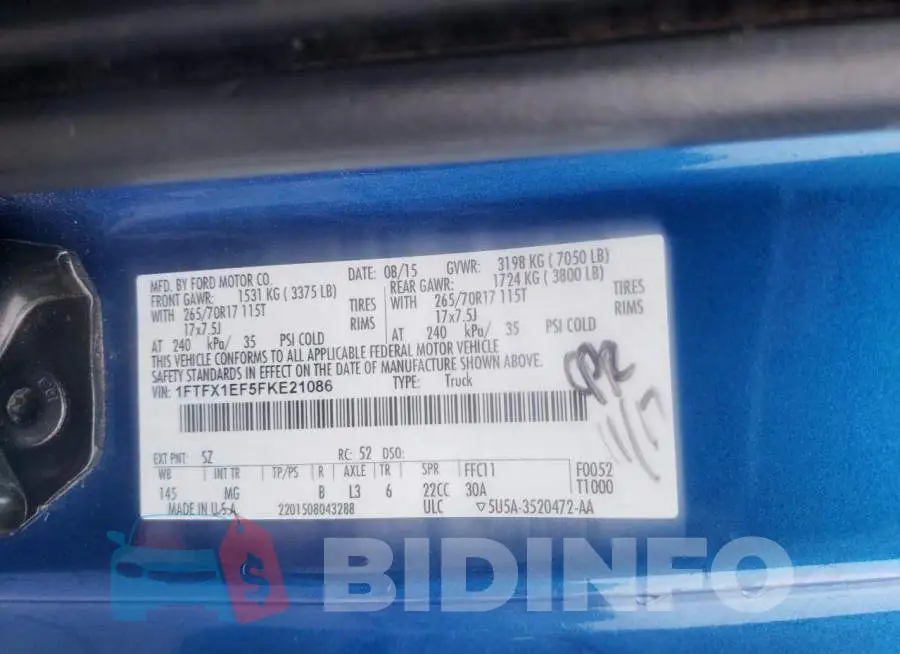 1FTFX1EF5FKE21086 Photo# 12