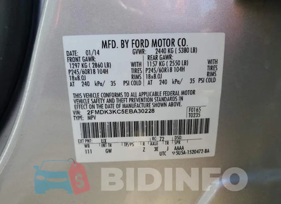 2FMDK3KC5EBA30228 Photo# 13