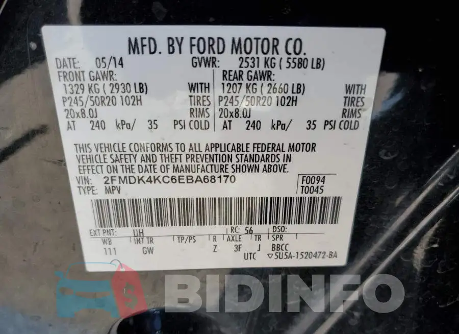 2FMDK4KC6EBA68170 Photo# 10