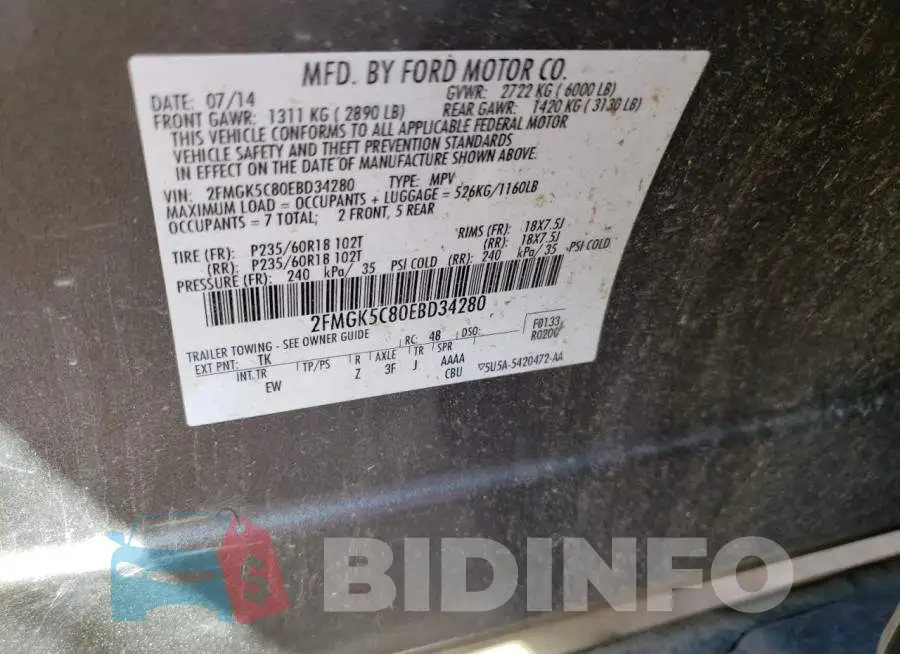 2FMGK5C80EBD34280 Photo# 10