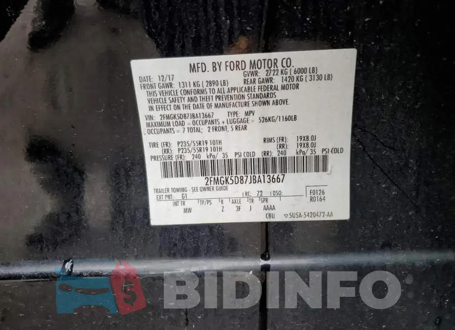 2FMGK5D87JBA13667 Photo# 13