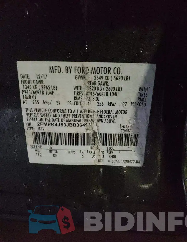 2FMPK4J83JBB36493 Photo# 13