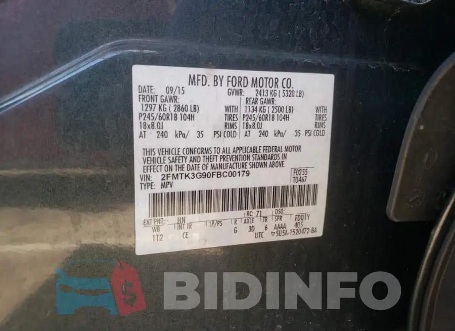2FMTK3G90FBC00179 Photo# 13