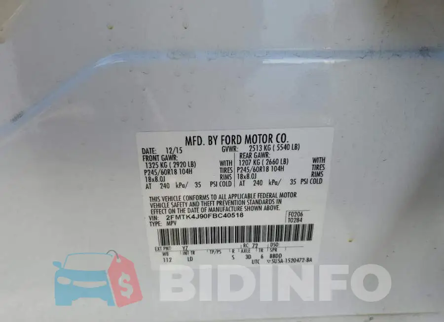 2FMTK4J90FBC40518 Photo# 13