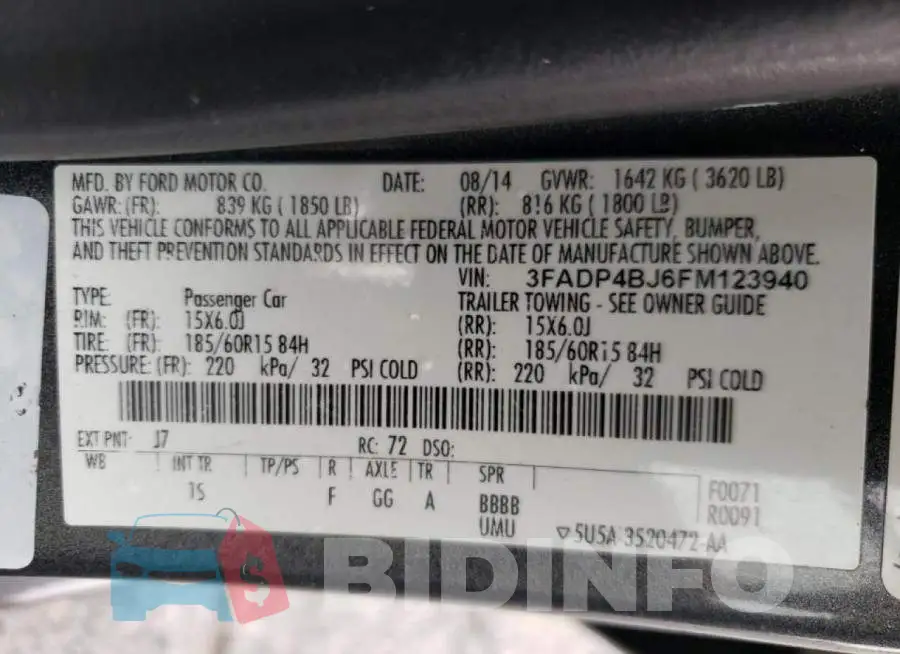 3FADP4BJ6FM123940 Photo# 10