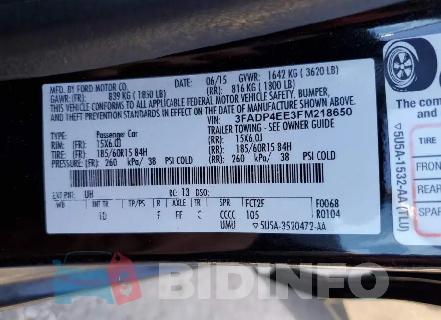3FADP4EE3FM218650 Photo# 12