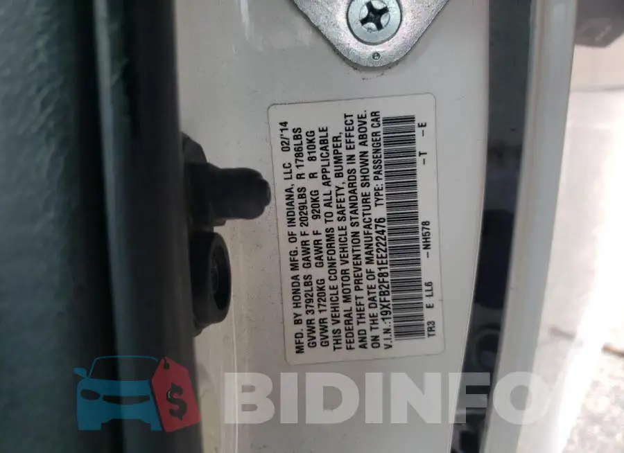 19XFB2F81EE222476 Photo# 13