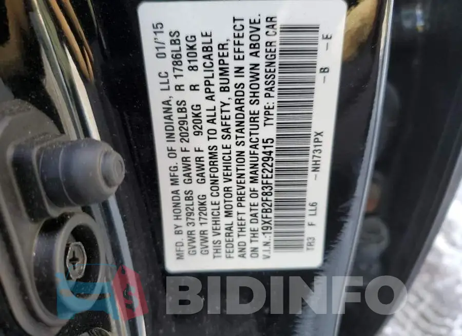 19XFB2F83FE229415 Photo# 12