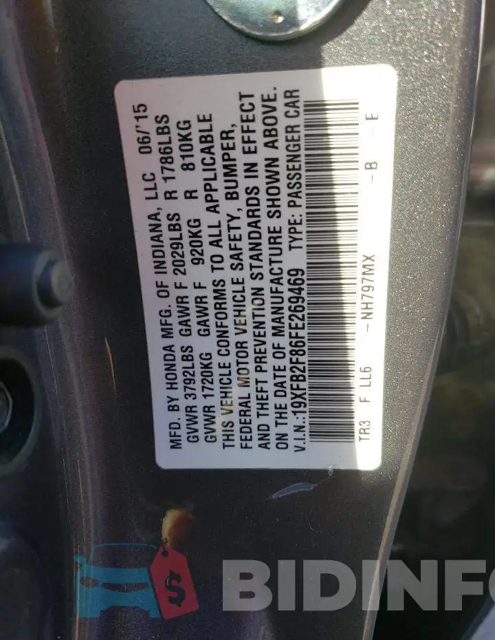 19XFB2F86FE269469 Photo# 12