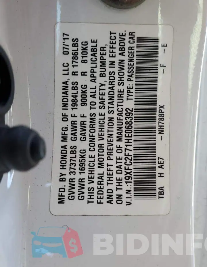 19XFC2F71HE068392 Photo# 10