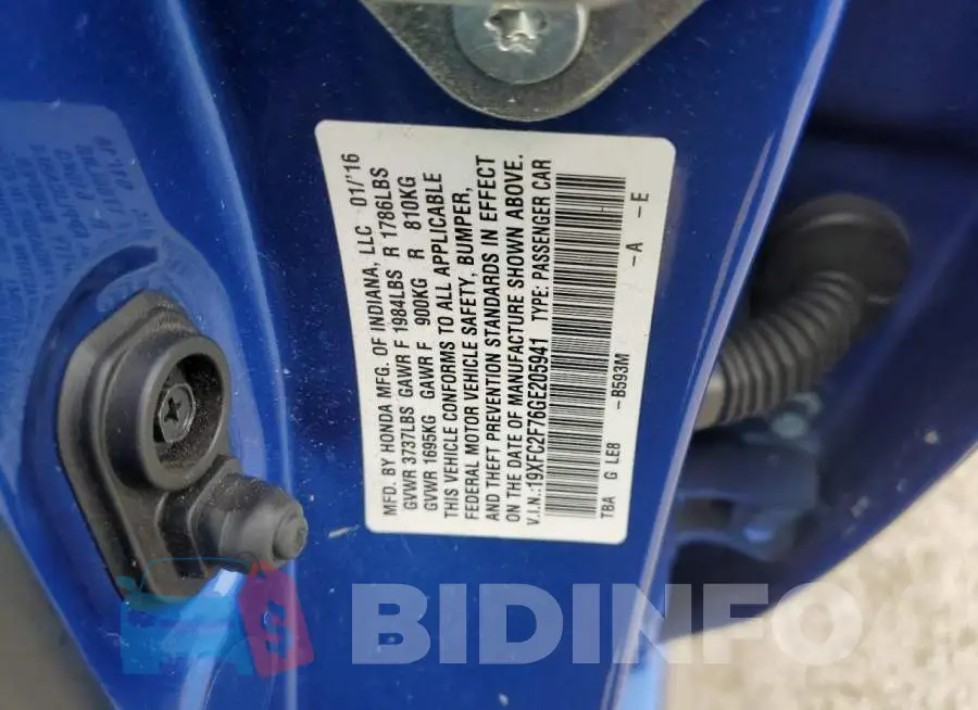 19XFC2F76GE205941 Photo# 12