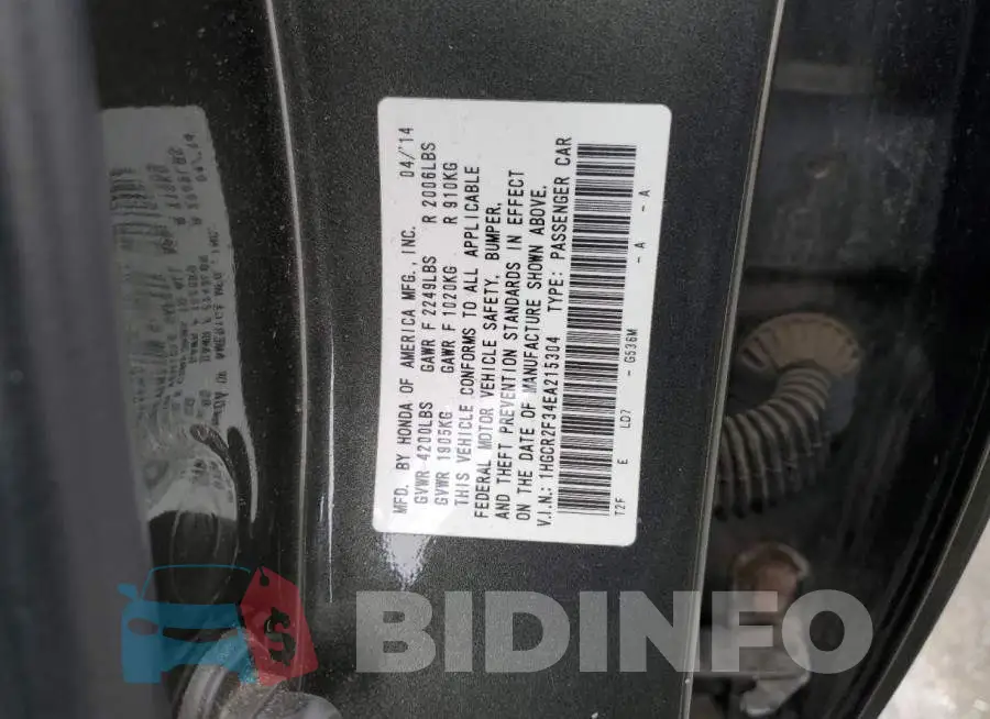 1HGCR2F34EA215304 Photo# 12
