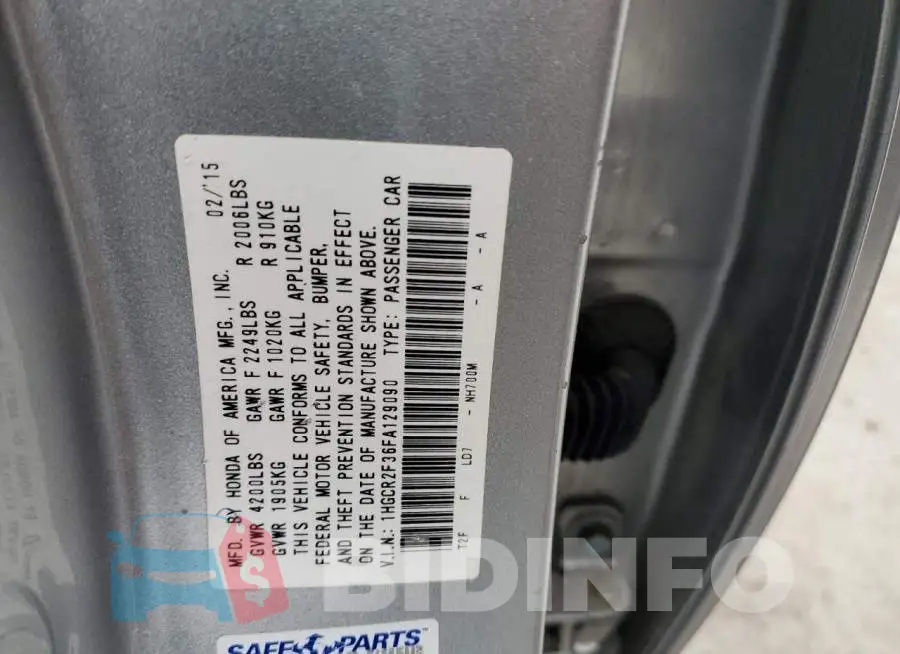 1HGCR2F36FA129090 Photo# 12
