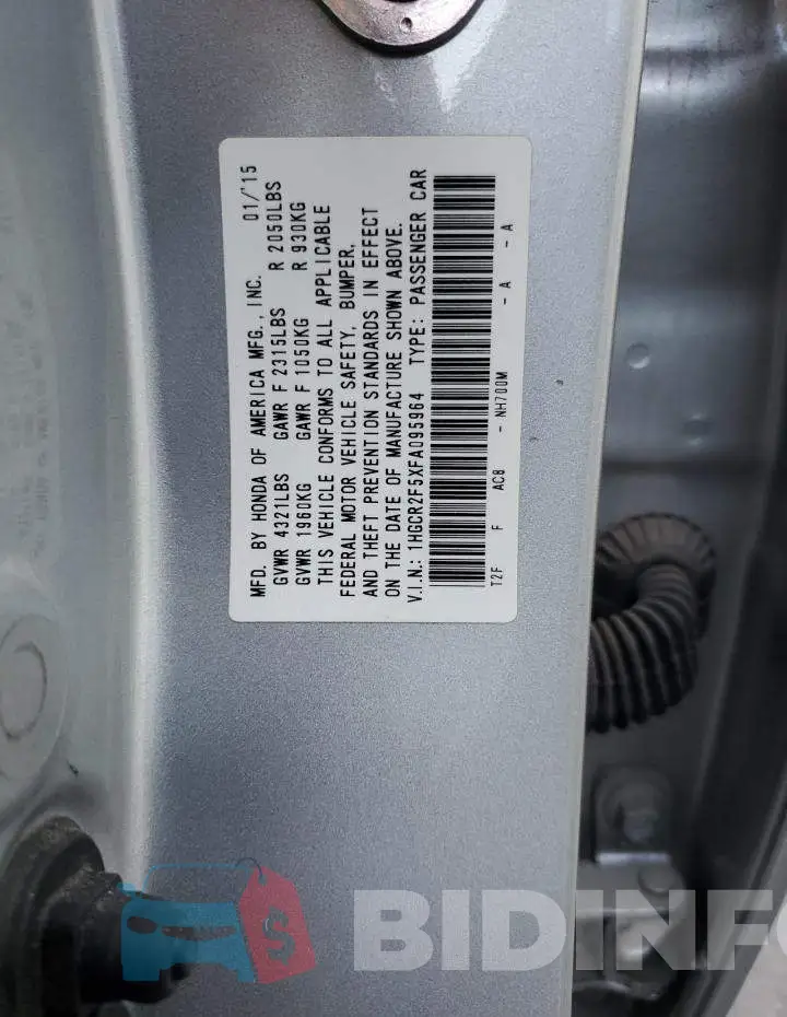 1HGCR2F5XFA095964 Photo# 12