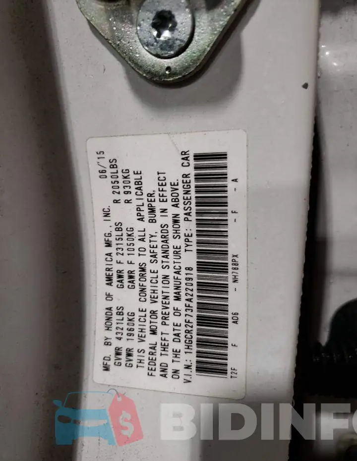 1HGCR2F73FA220918 Photo# 12