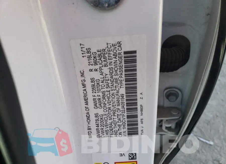 1HGCV1F32JA051549 Photo# 10