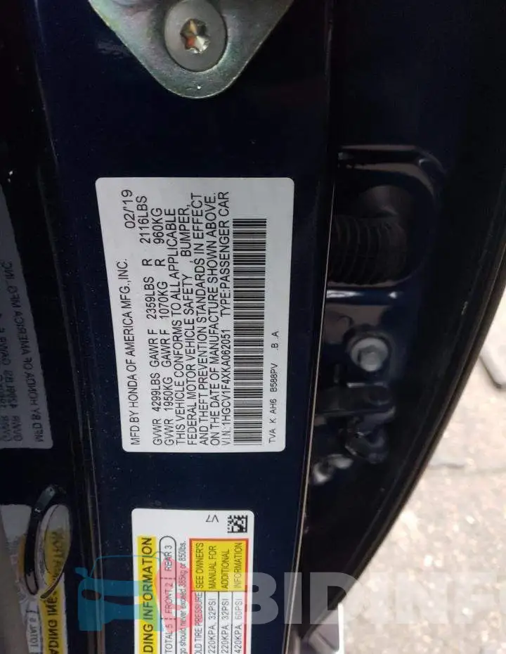 1HGCV1F4XKA062051 Photo# 12