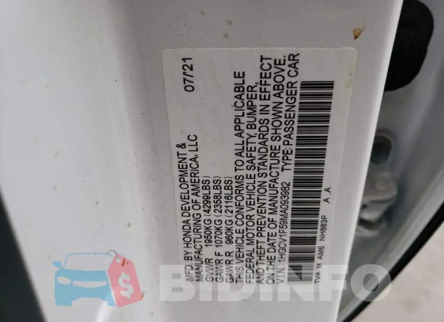 1HGCV1F59MA093982 Photo# 12