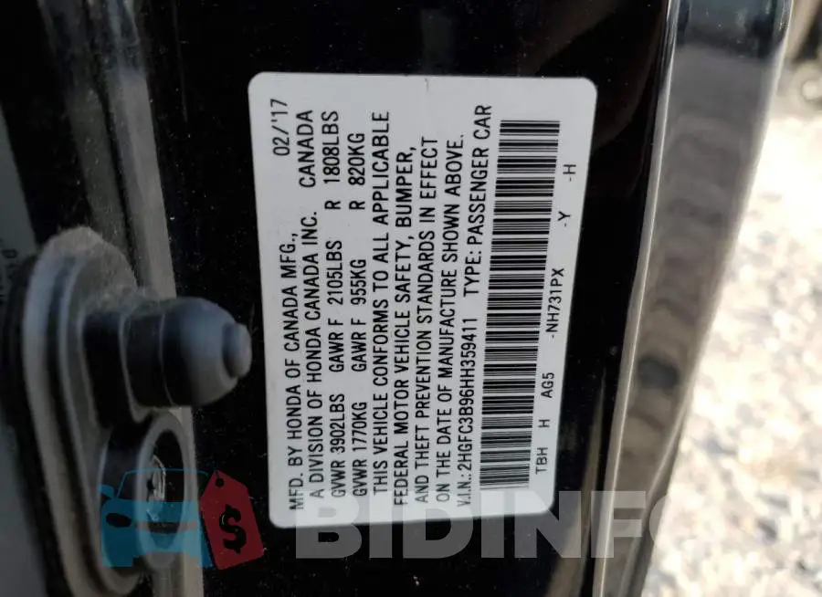 2HGFC3B96HH359411 Photo# 12