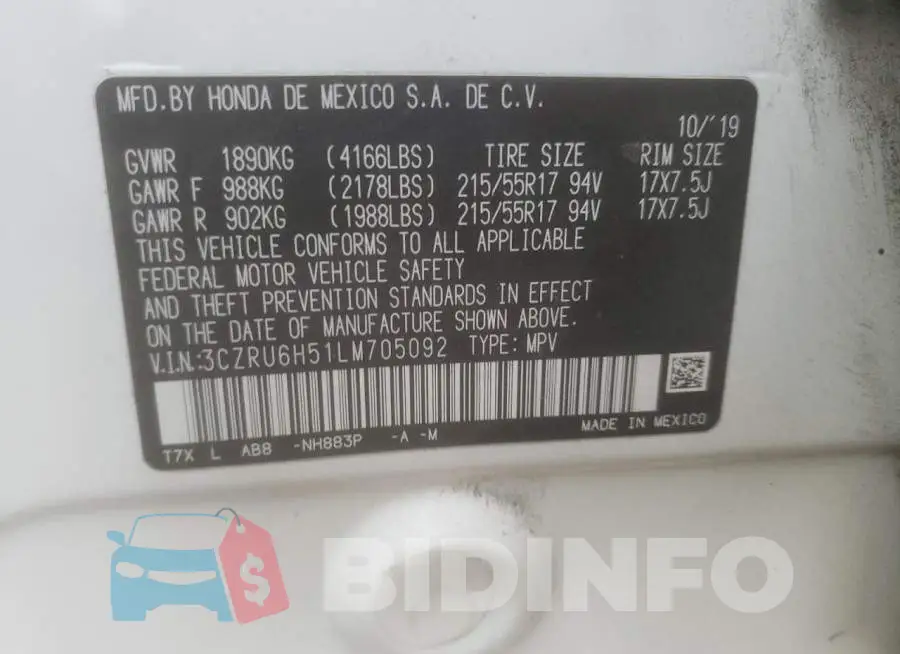 3CZRU6H51LM705092 Photo# 13