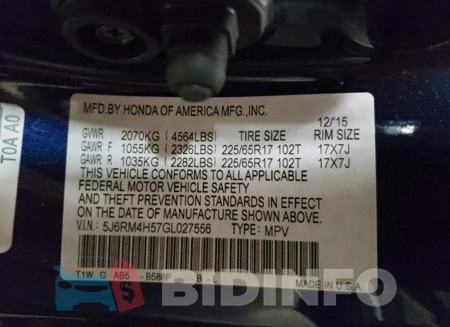 5J6RM4H57GL027556 Photo# 10