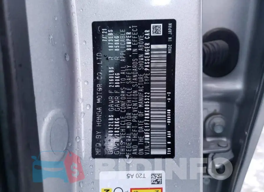 JHMFE1F78NX005322 Photo# 12