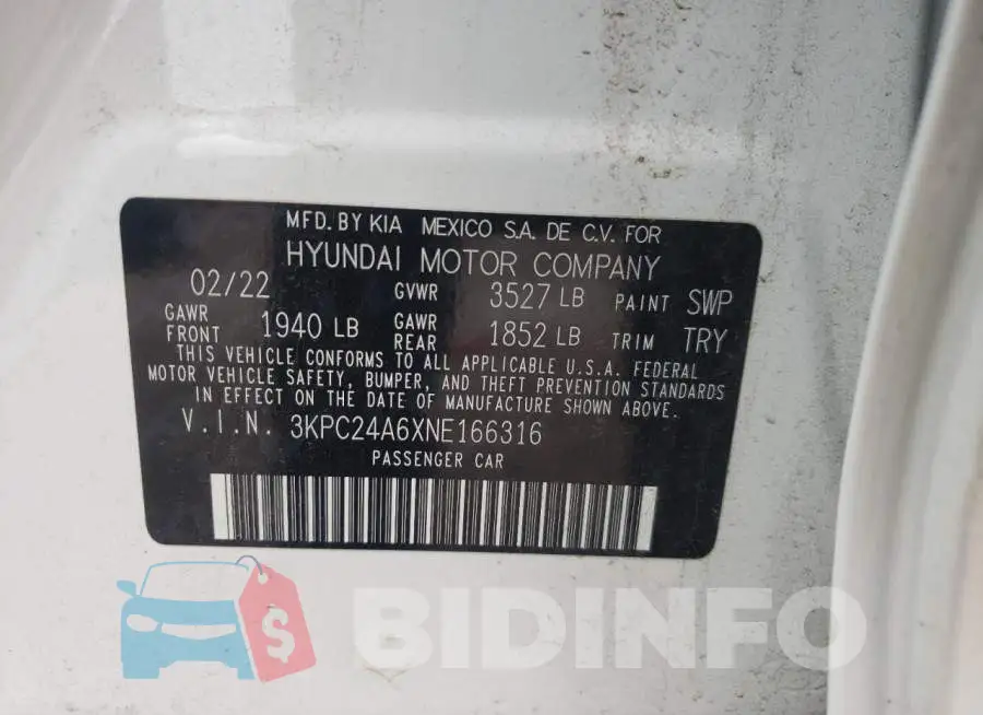 3KPC24A6XNE166316 Photo# 12
