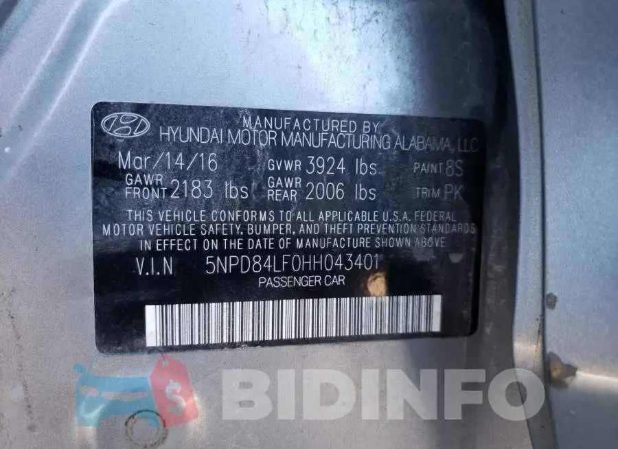 5NPD84LF0HH043401 Photo# 10