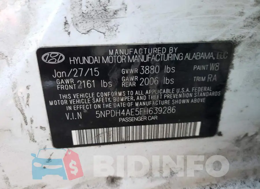 5NPDH4AE5FH639286 Photo# 10
