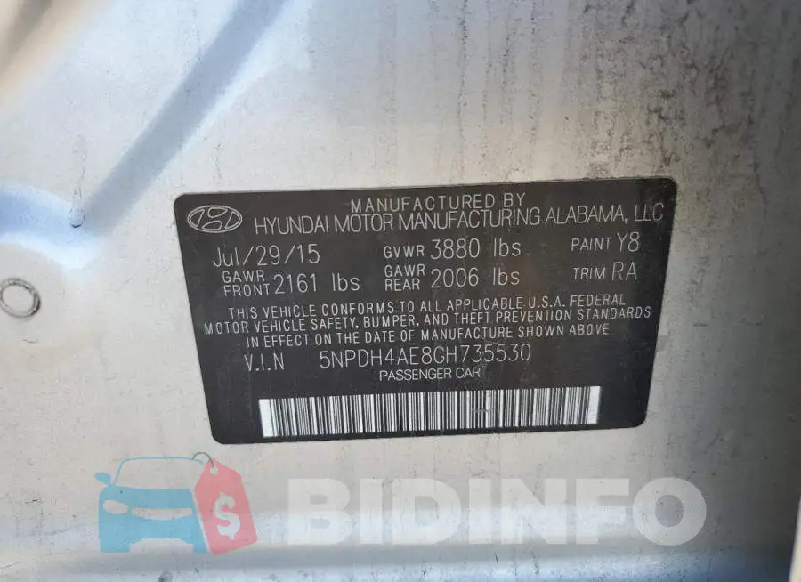 5NPDH4AE8GH735530 Photo# 10