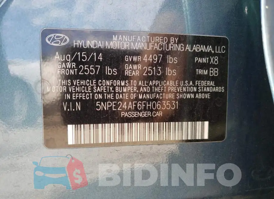 5NPE24AF6FH063531 Photo# 12
