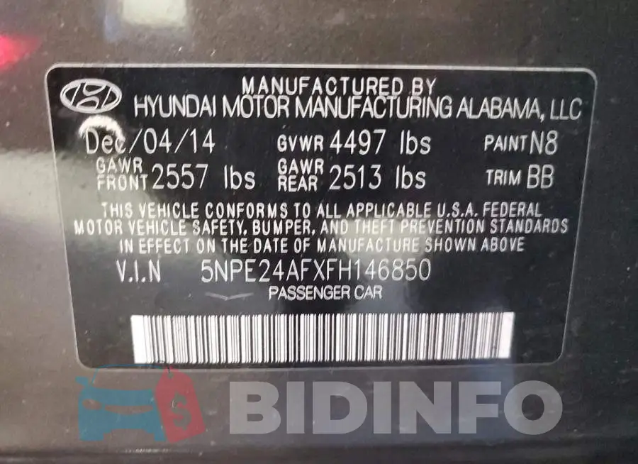 5NPE24AFXFH146850 Photo# 12