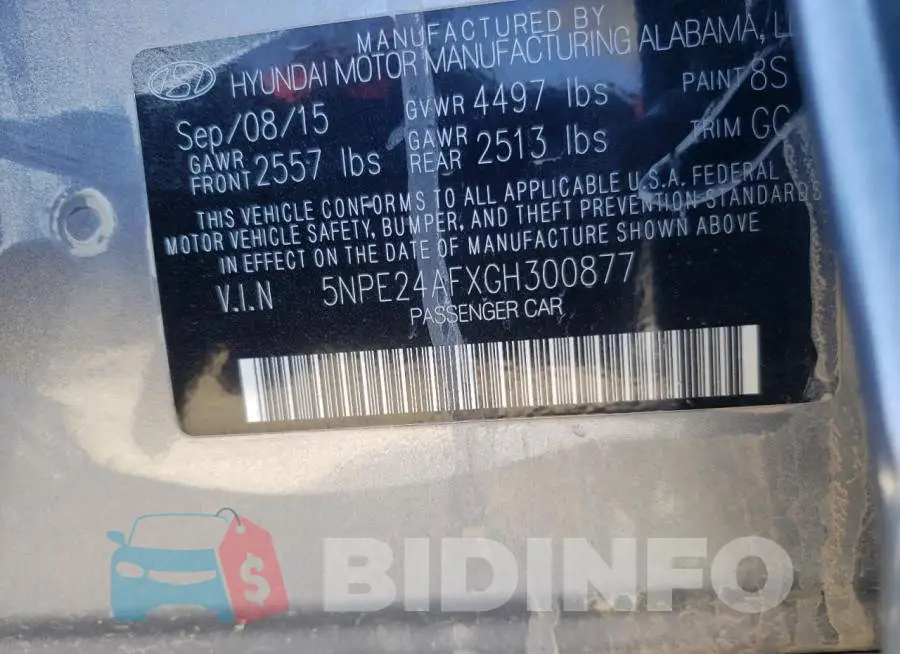 5NPE24AFXGH300877 Photo# 10