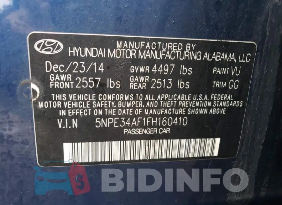 5NPE34AF1FH160410 Photo# 12