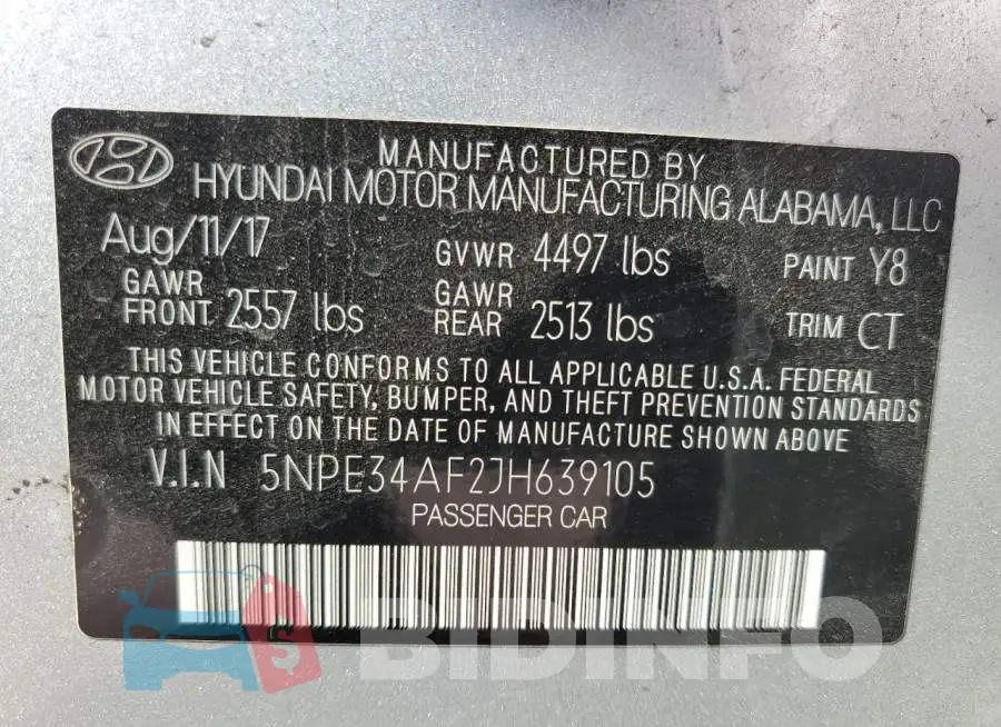 5NPE34AF2JH639105 Photo# 10