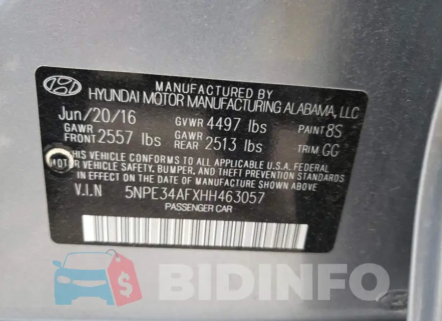 5NPE34AFXHH463057 Photo# 10