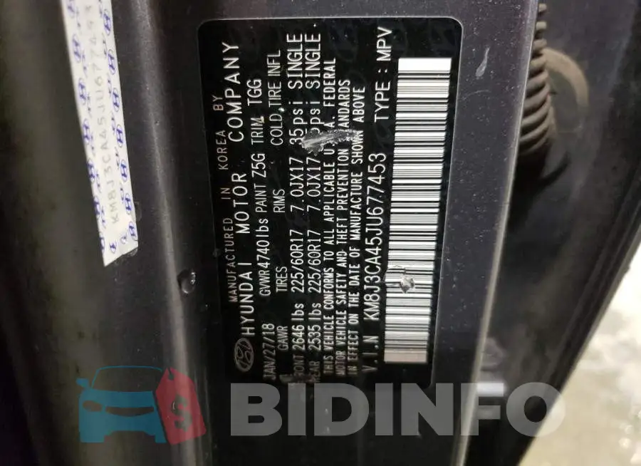 KM8J3CA45JU677453 Photo# 13