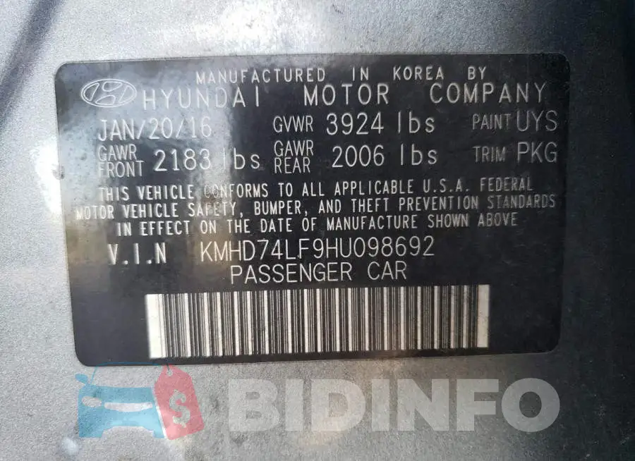 KMHD74LF9HU098692 Photo# 12