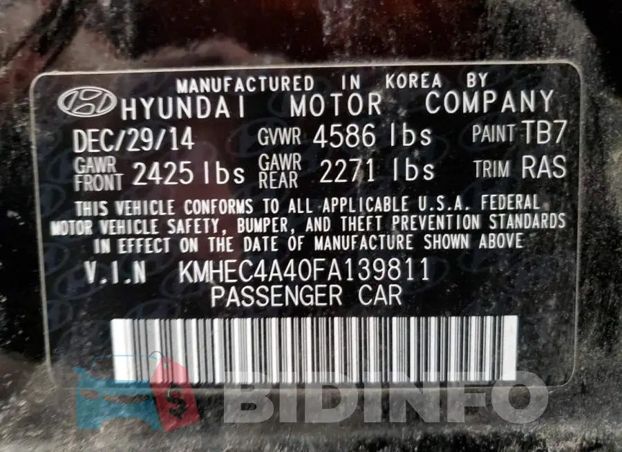 KMHEC4A40FA139811 Photo# 12