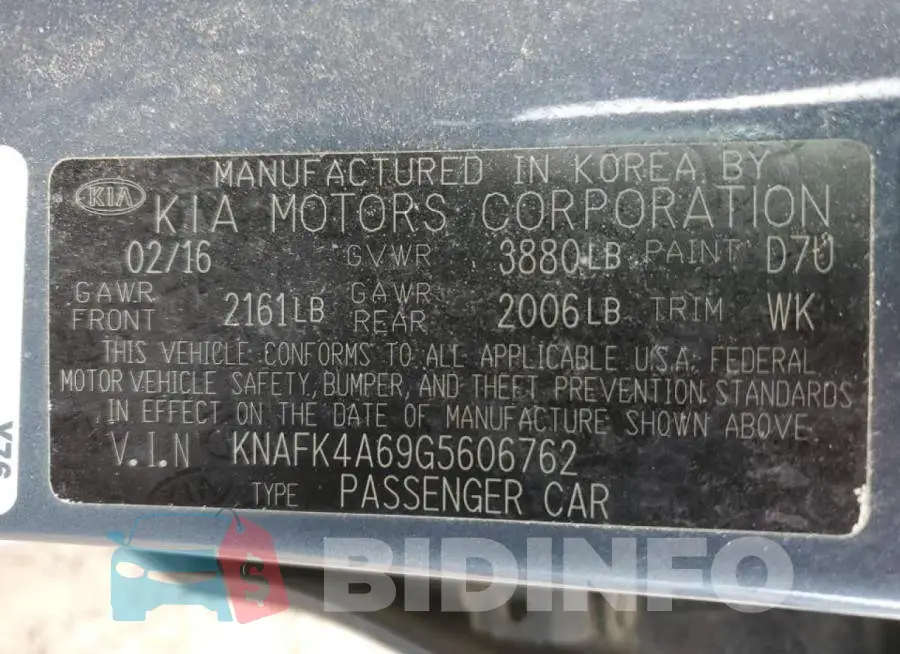 KNAFK4A69G5606762 Photo# 13