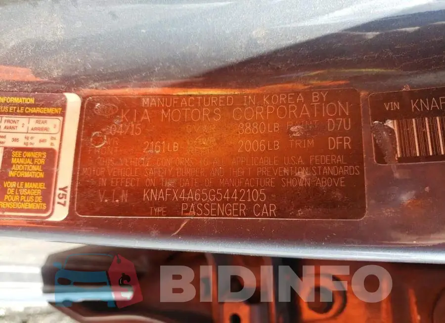 KNAFX4A65G5442105 Photo# 12