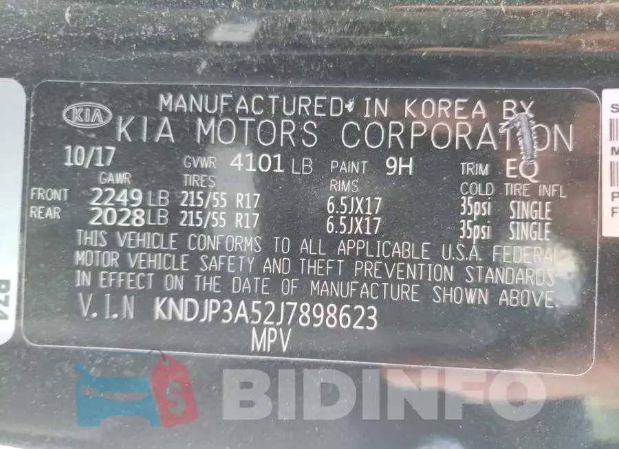 KNDJP3A52J7898623 Photo# 10