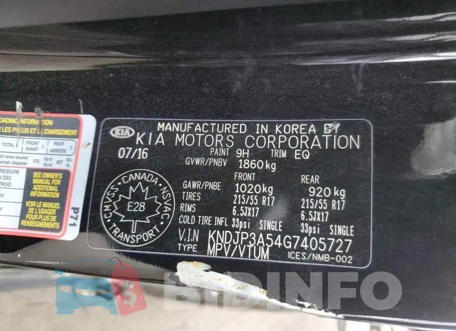 KNDJP3A54G7405727 Photo# 13