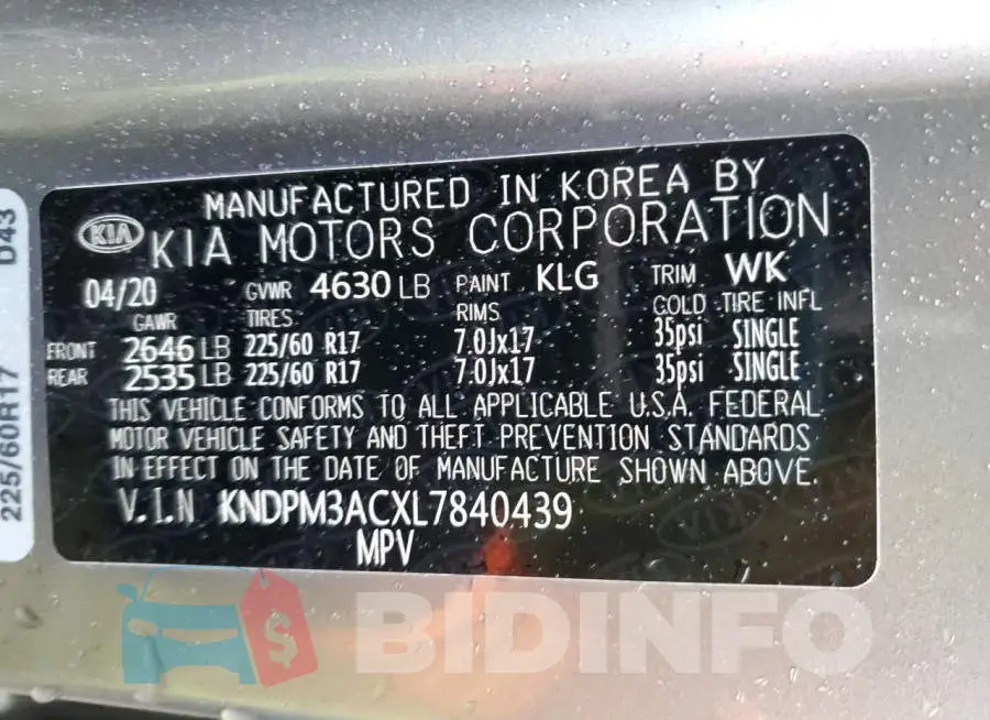 KNDPM3ACXL7840439 Photo# 13