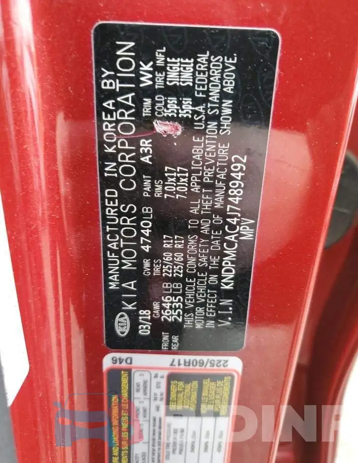KNDPMCAC4J7489492 Photo# 13